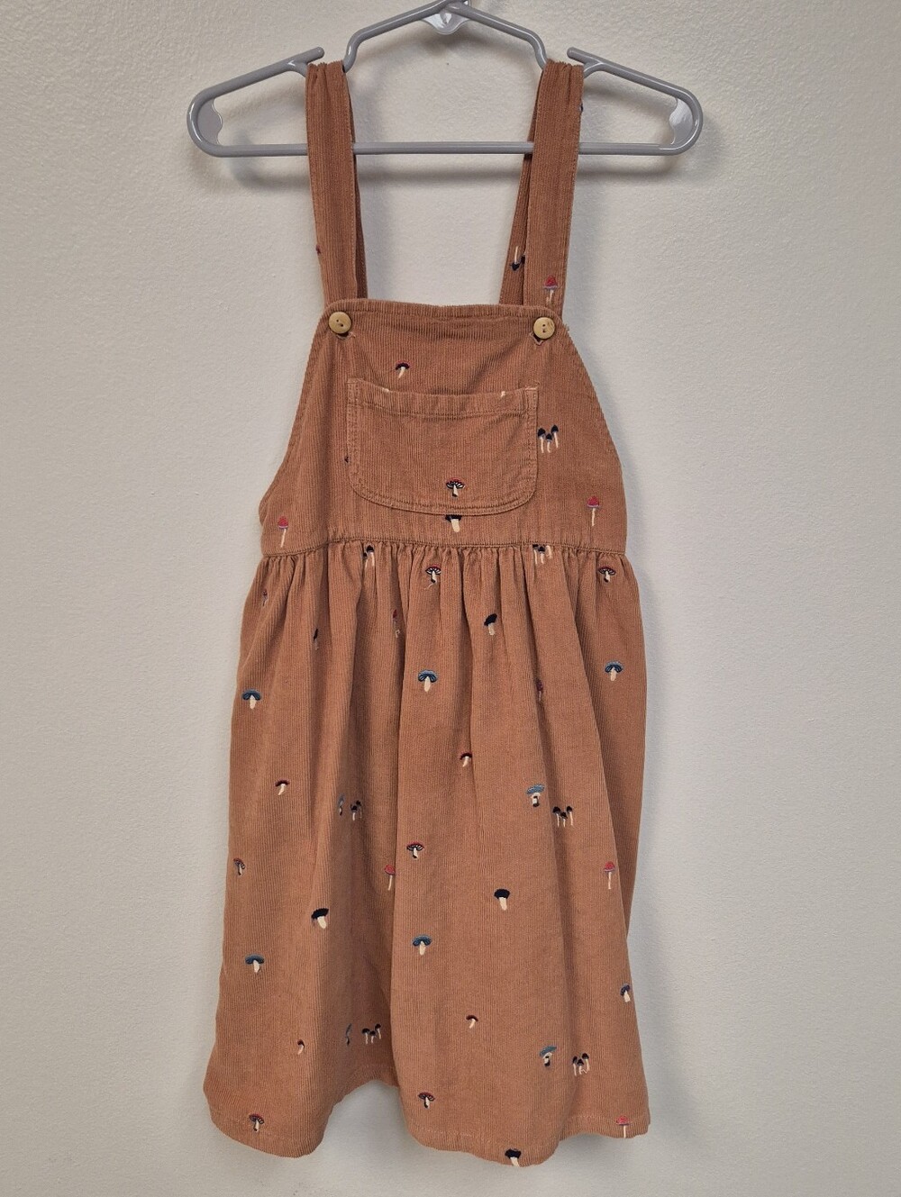 Oeuf Corduroy Mushroom Rust Pinafore Dress 6/7Y